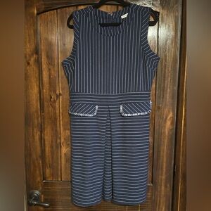 New York & Company Stretch Navy Pinstripe Dress